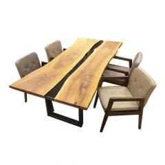Teak & Home Epoxidharz Tisch mit Sesseln