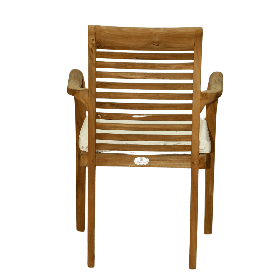 Teak Stapel Gartenstuhl Desmond mit Kissen – Bild 2