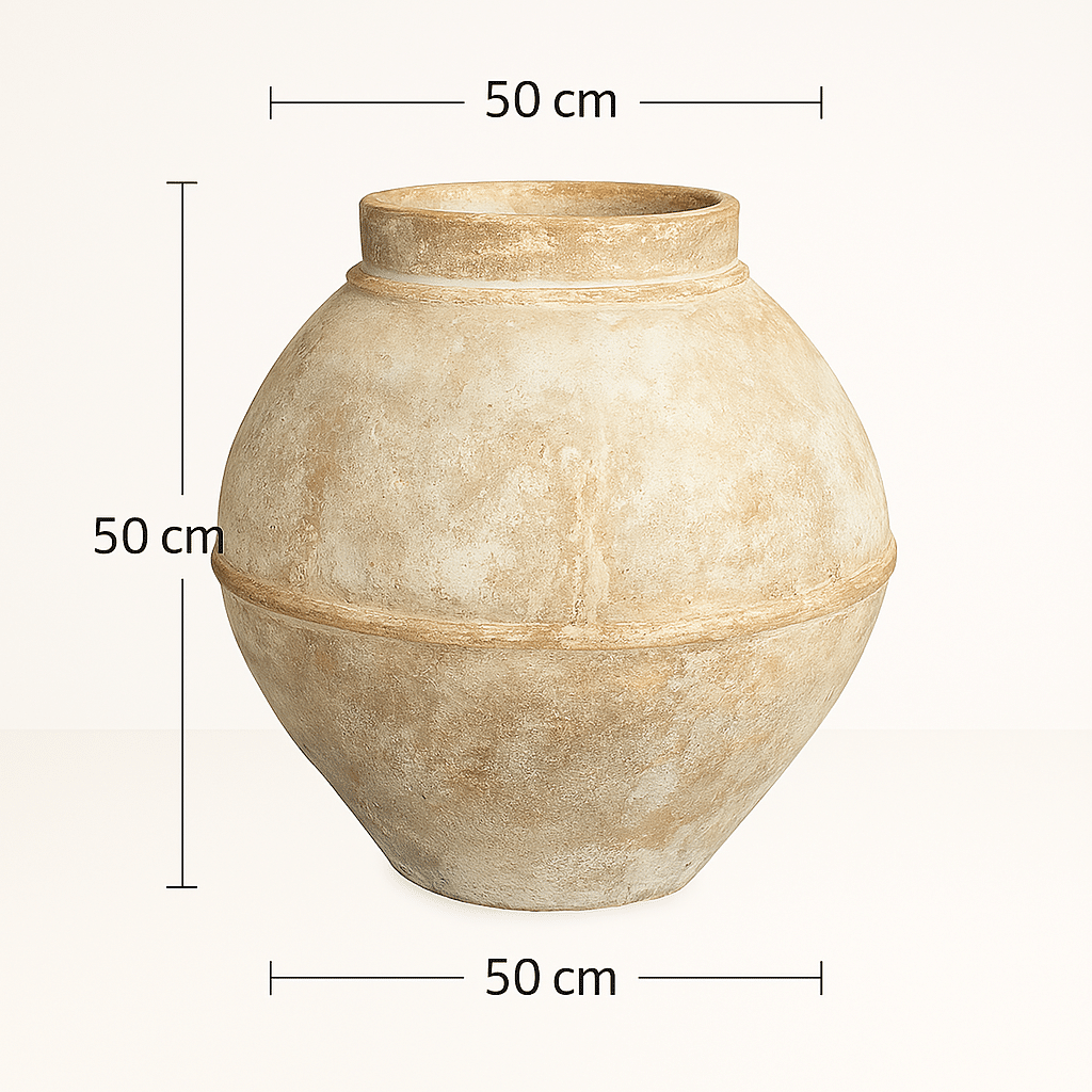 Maßzeichnung der Terracotta Vase Arezzo – 50 x 50 x 50 cm, handgefertigt und wetterfest