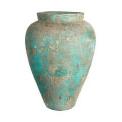 Handgefertigte Terracotta Vase Fossano in Türkis – wetterfest & dekorativ