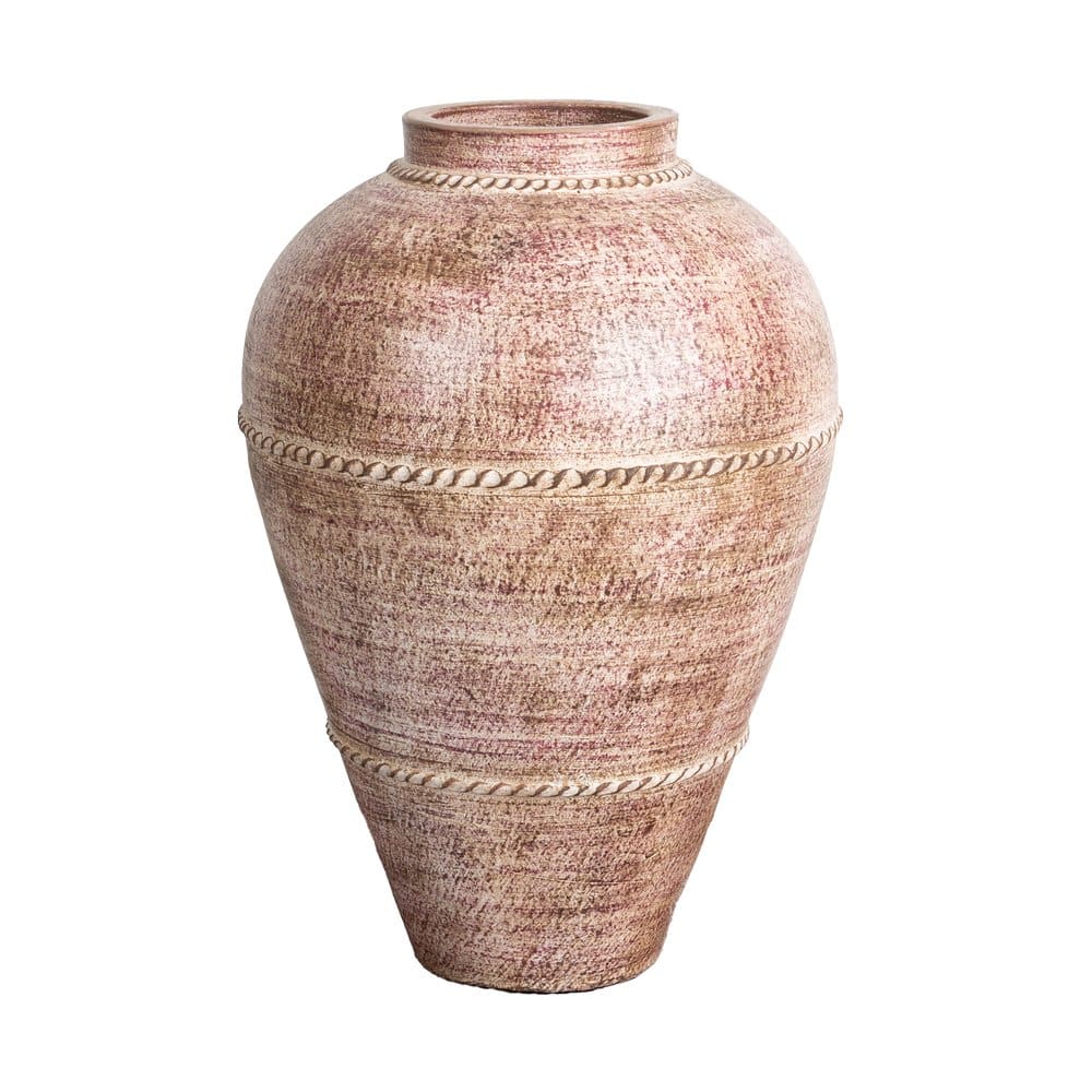 Terracotta Vase Lecce in Rosenrot-Patina – handgefertigt, mediterran, 65 x 50 x 50 cm