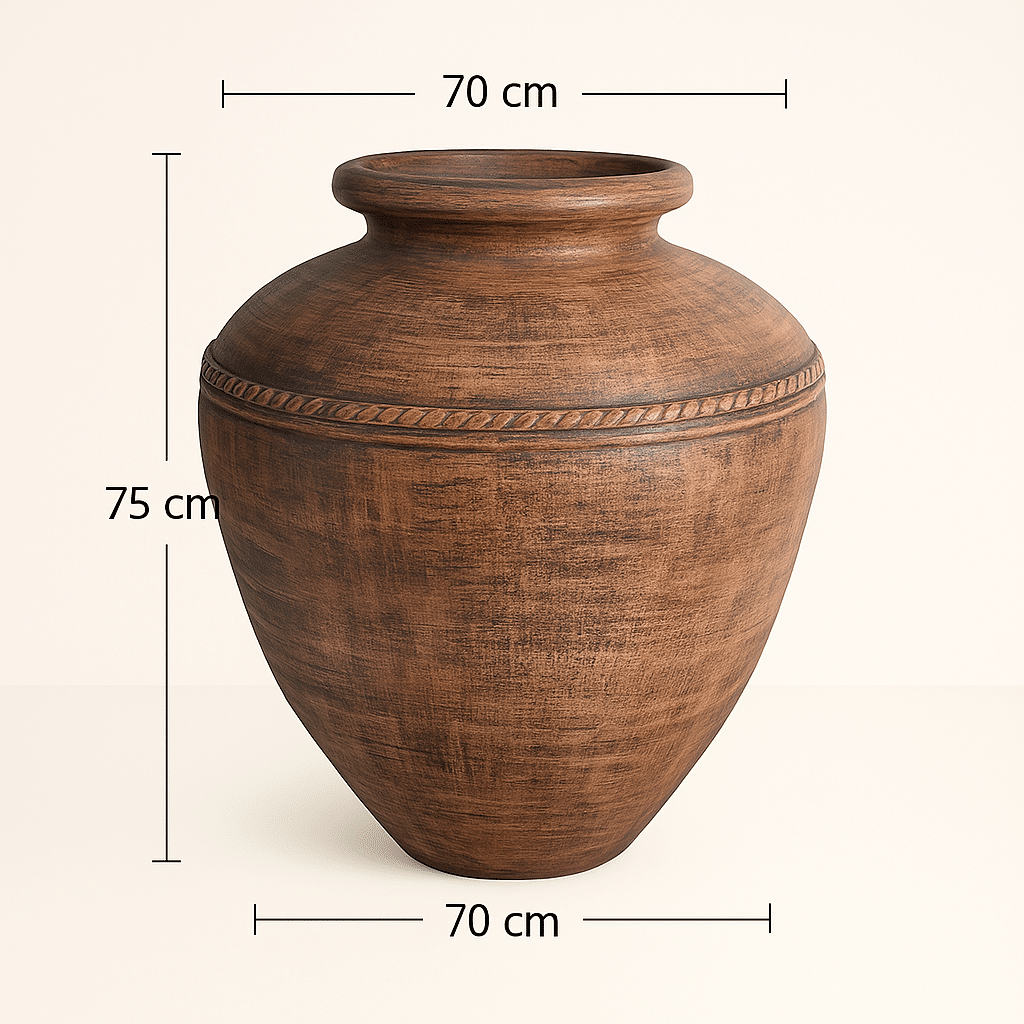 Maßzeichnung der Terracotta Vase Orvieto – 75 x 70 x 70 cm