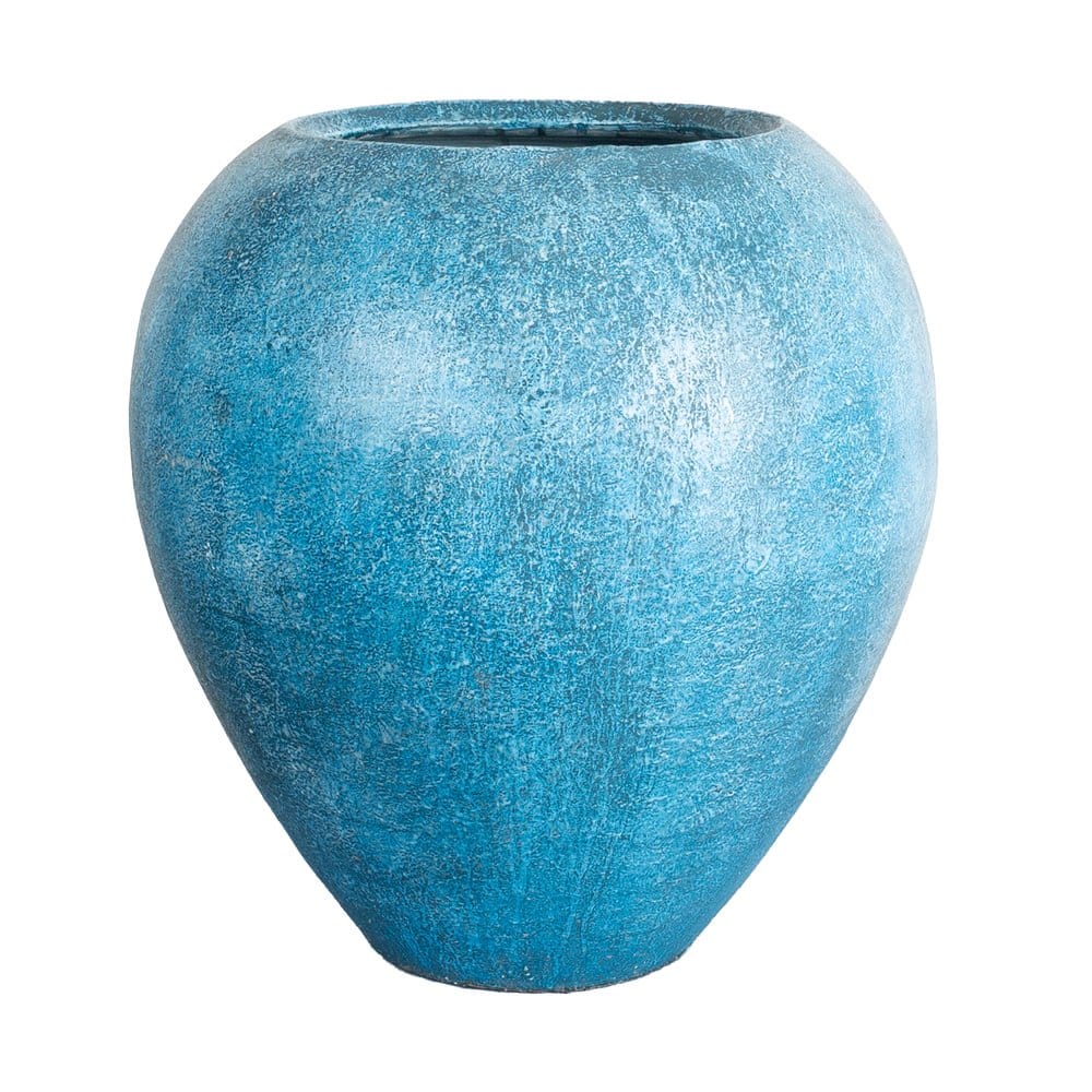 Handgefertigte Terracotta Vase Pesaro in Türkisblau – frost- & UV-beständig