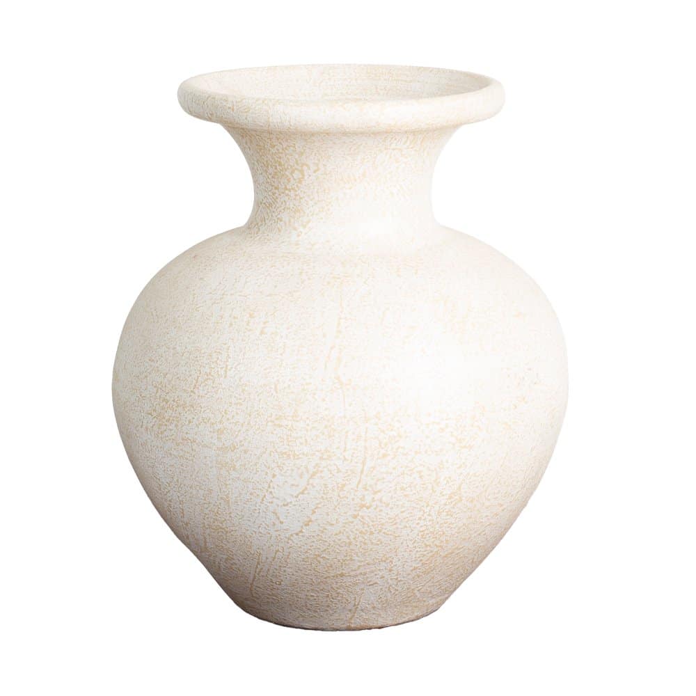 Handgefertigte Terracotta Vase Quiliano in Creme – wetterfest und UV-beständig