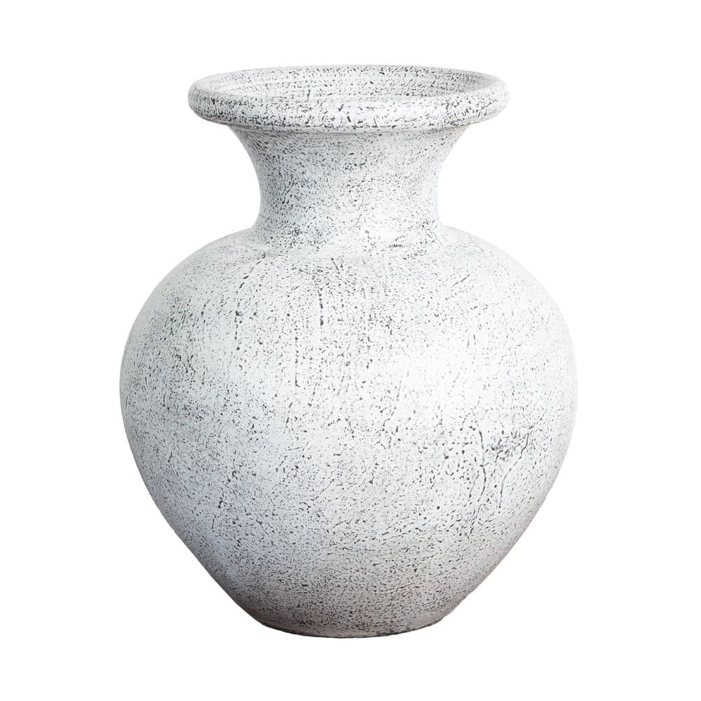 Handgefertigte Terracotta Vase Quiliano in Weiß – frostbeständig und UV-beständig