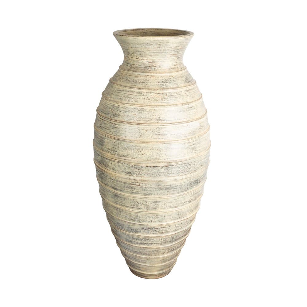 Handgefertigte Terracotta Vase Ravello in Cremeweiß – stilvoll & robust