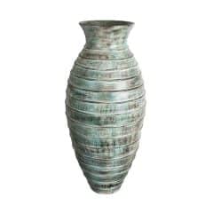 Handgefertigte Terracotta Vase Ravello in Patina Grün – frost- & UV-beständig