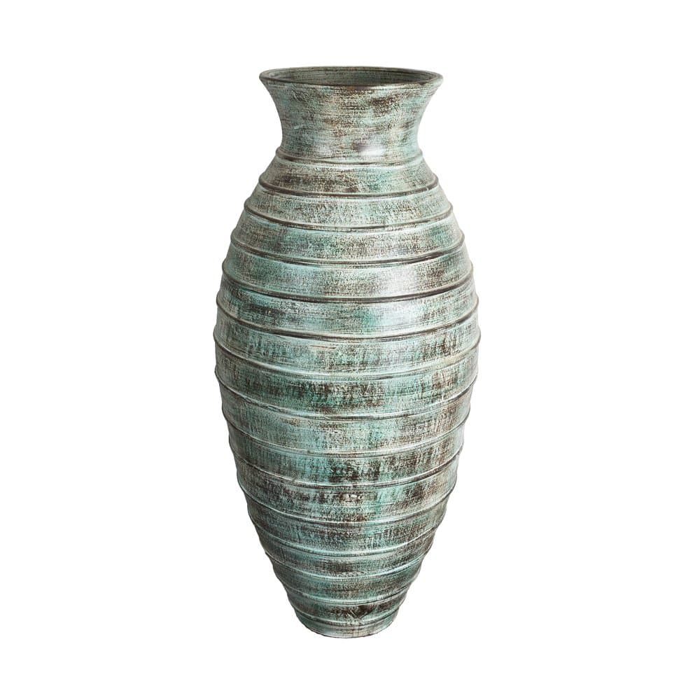 Handgefertigte Terracotta Vase Ravello in Patina Grün – frost- & UV-beständig