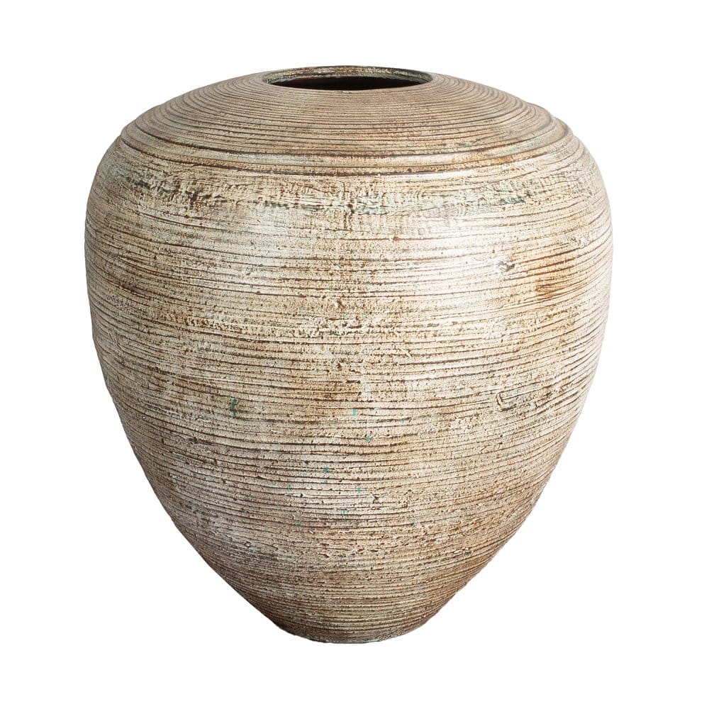 Handgefertigte Terracotta Vase „Taranto“ in braun mit rustikaler Oberfläche – ideal für Garten und Innenbereich.