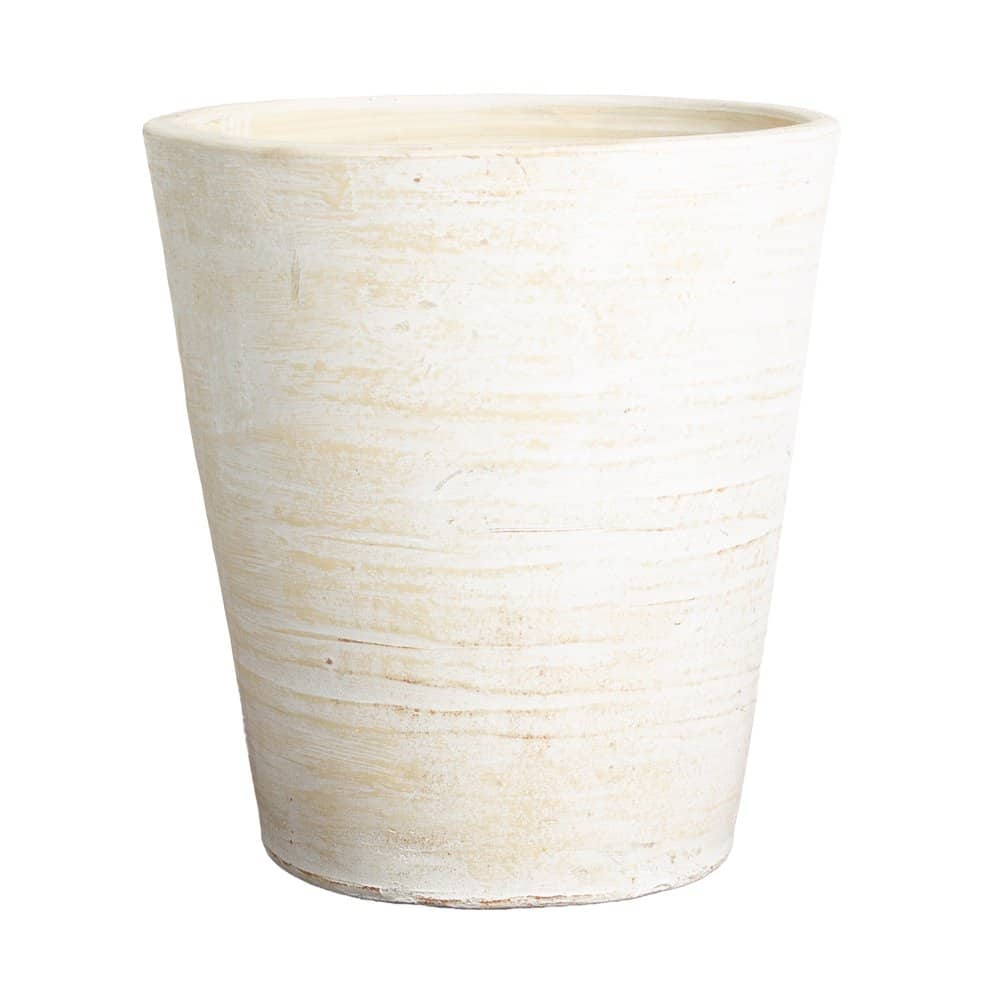 Handgefertigte Terracotta Vase Trento in Cremeweiß – wetterfest & UV-beständig