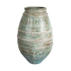 Handgefertigte Terracotta Vase Volterra mit Zierband und Patina-Oberfläche